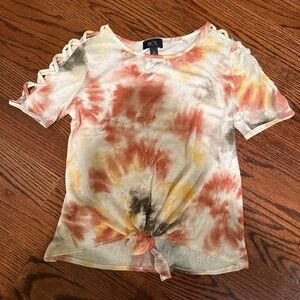 BCX Tie-Dye Short Sleeve Top - Orange, Yellow, Green